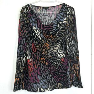 Escada Blouse Womens Size 38 US Medium 100% Silk Fantasy Print Long Sleeve Top